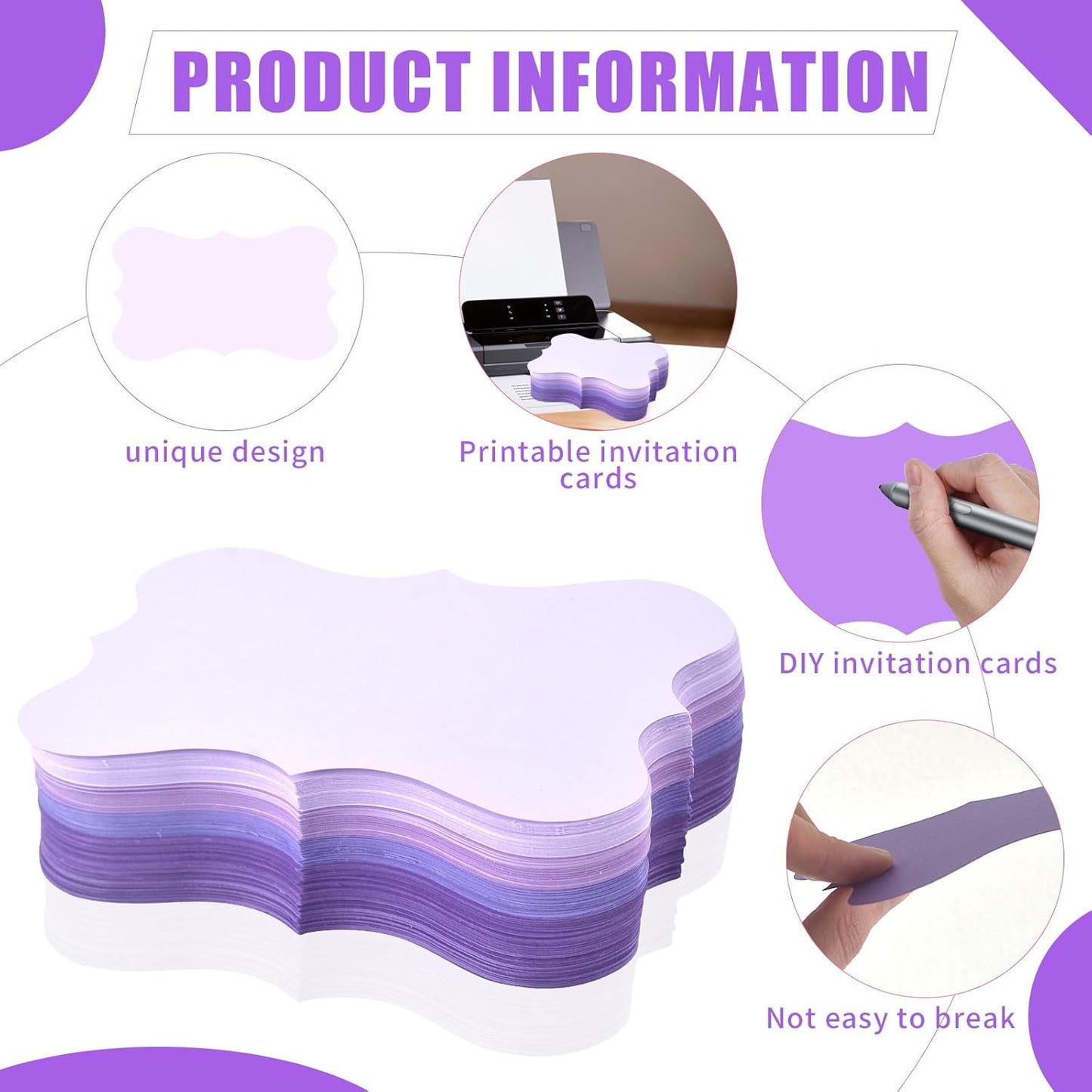 Purple Index Cards - 300 Pack, 3x5, Lavender Cardstock, Wedding & School Cards, 180g