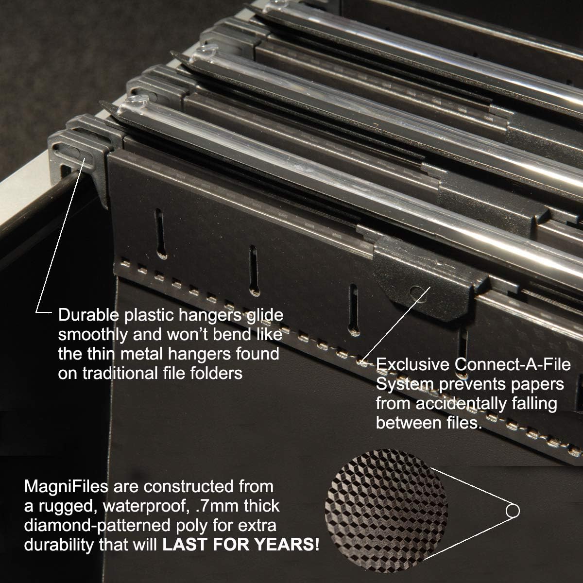 Ultimate Office MagniFile Extra-Capacity Hanging File Folders, 1" Box-Bottom, Letter Size, Feature A Wrap- Around Bungee Security Cord (Set of 8)