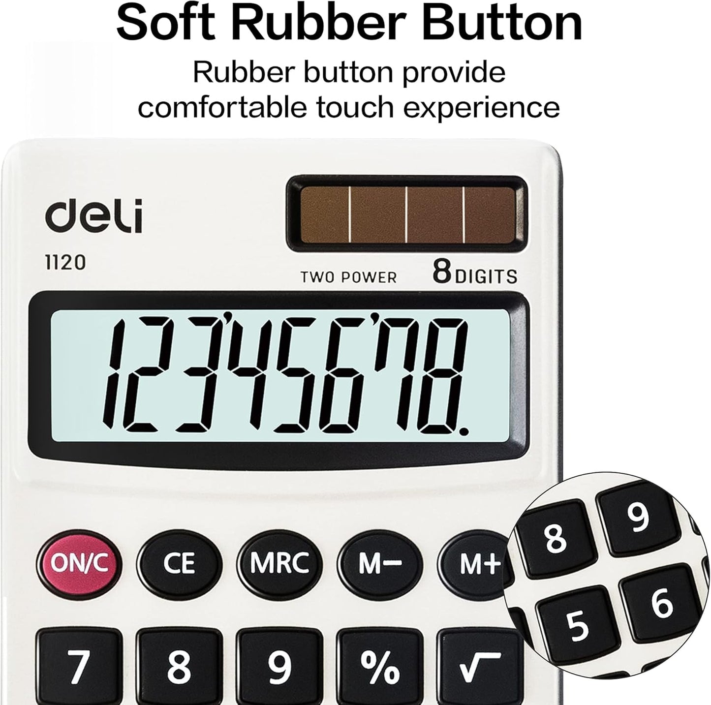 Calculator, Deli Standard Function Basic Calculators, Solar Battery Dual Power Office Calculator with Cover, Metal Panel