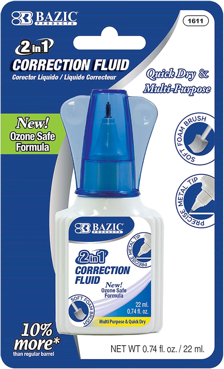 BAZIC 22ml 2 in 1 Correction w/Foam Brush Applicator & Pen Tip