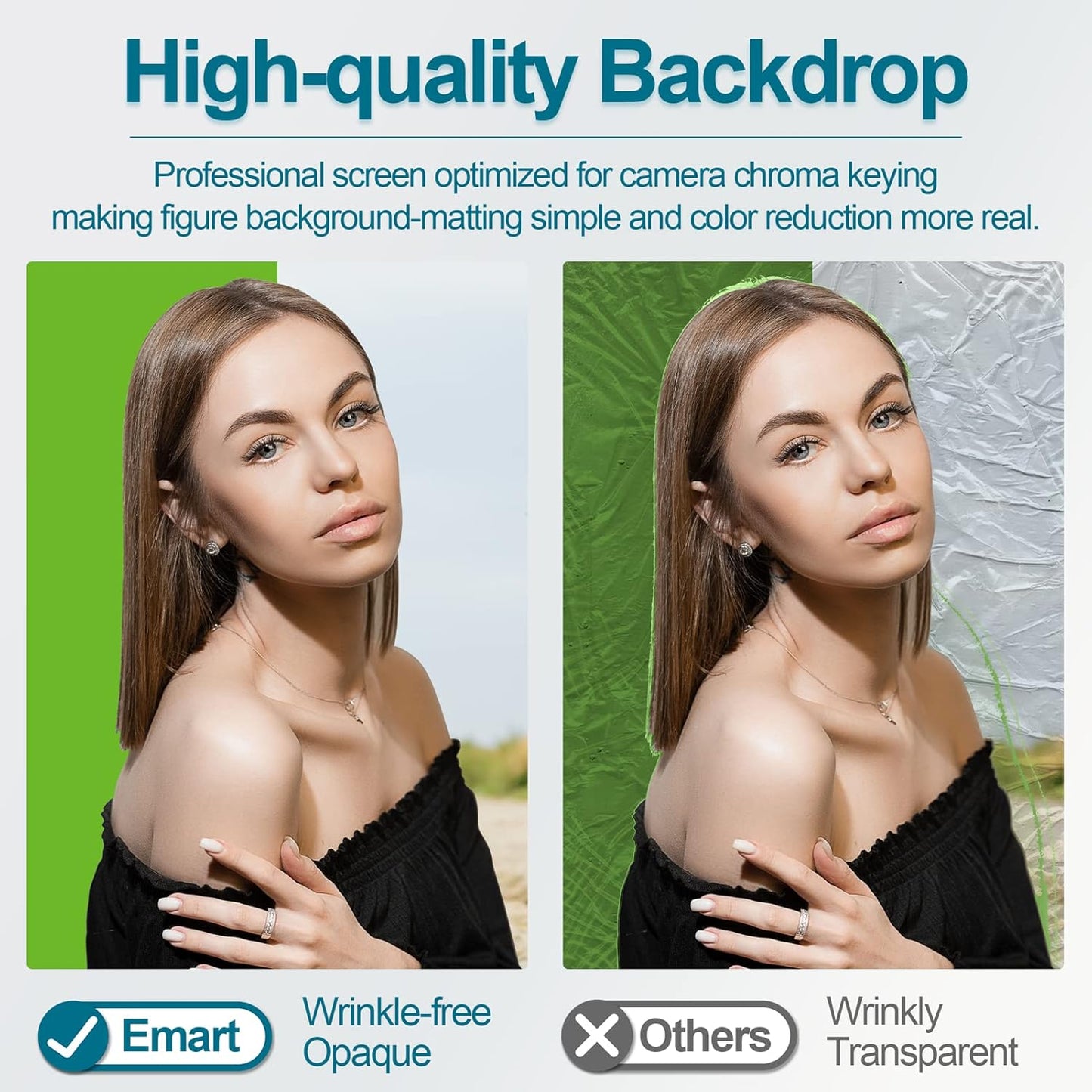 EMART Collapsible Chromakey Backdrop,2-in-1 Green Blue Screen,Double-Sided Retractable Auto-Locking Frame Background Panel for Photo Studio Video Photoshoot