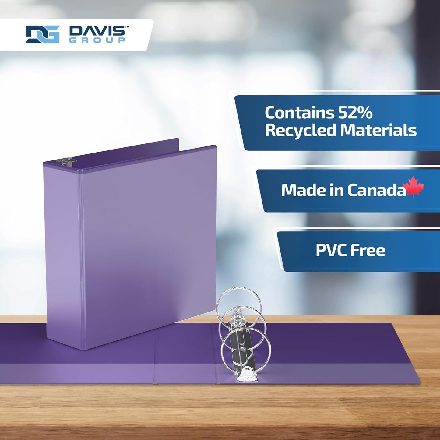 Easyview Premium 3-Ring Binders with Clear-View Covers and Round Rings, Binders for School or Office, 3 Inch, Pack of 6, Purple