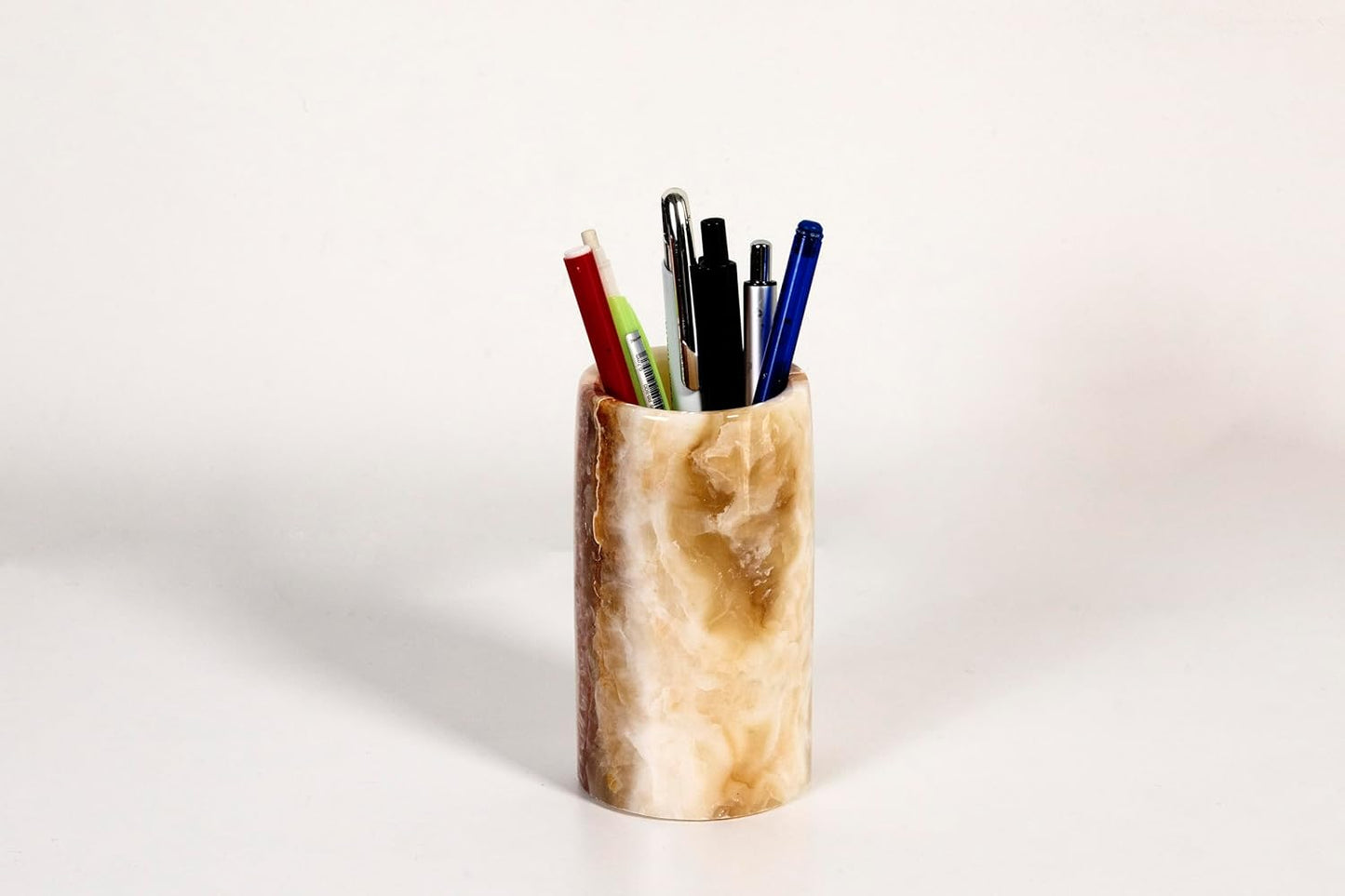 Pen Holder - Toothbrush Holder, Desk Organizer, Makeup Brush Holder, Gift for Home, Kitchen Utensil Holder, Storage Desktop, Onyx Marble, Mini Vase