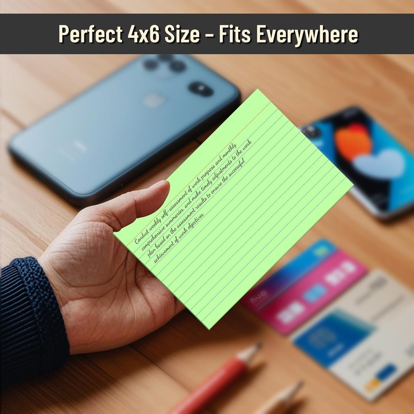 200 Pcs Index Cards 4 x 6 Inch Ruled Green Index Cards, College Ruled Flash Cards for School, College, Office and Home Organization, Durable Study To Do List Note Cards with Ruled Lines, 5 Pack of 40