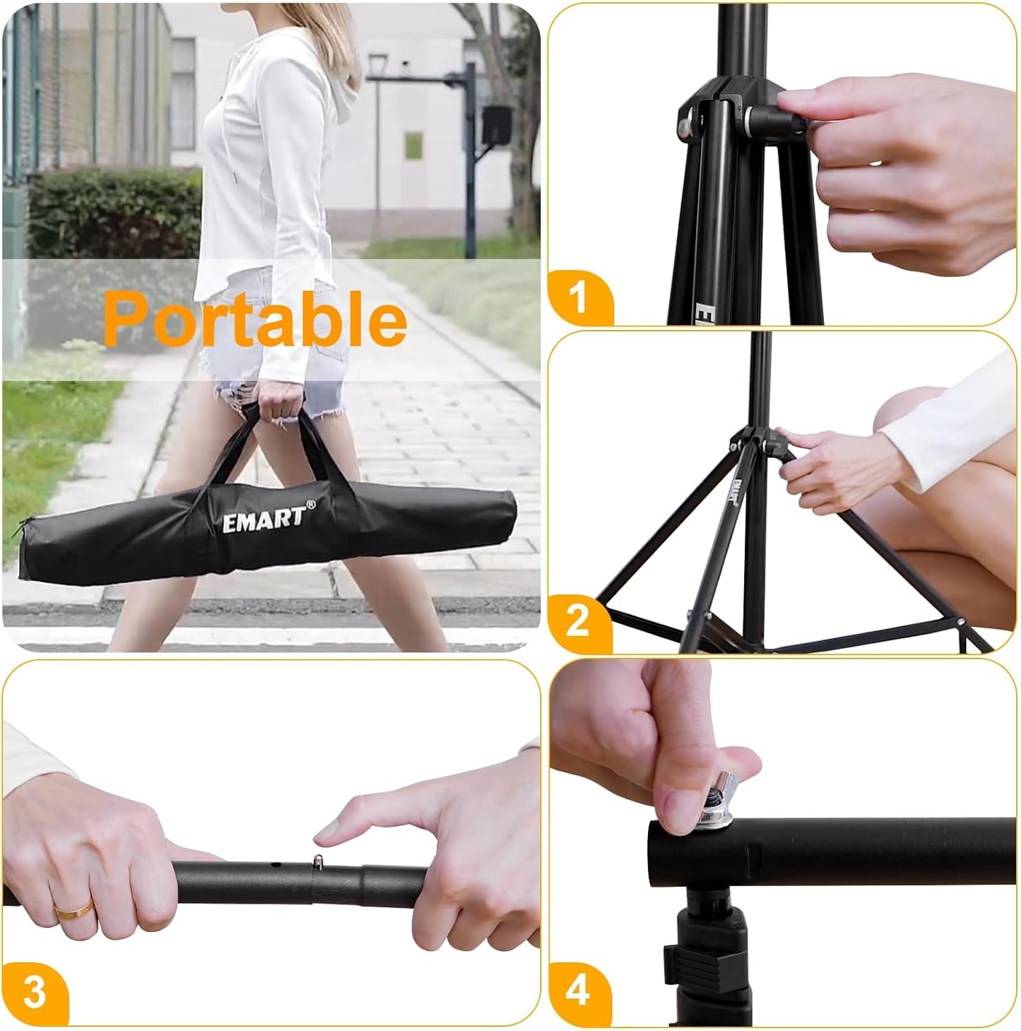 EMART Photo Backdrop Stand kit, 7.8 x 10 ft Back Drop Adjustable Frame for Photography, Photoshoot Banner Background Support Holder for Parties Dectoration