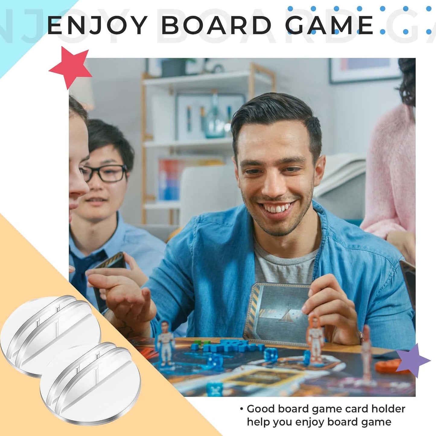 Yinkin 50 Pcs Mini Card Stands Plastic Place Card Holders Paper Miniature Bases Clear Paper Board Clips for Game Table Numbers Translucent Business Price Tags Menus Labels Party, 1 Inch in Diameter