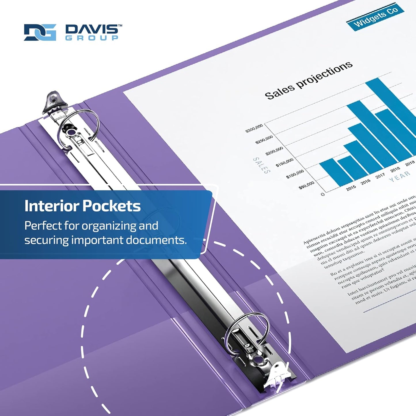 Easyview Premium 3-Ring Binders with Clear-View Covers and Round Rings, Binders for School or Office, 1.5 Inch, Pack of 6, Purple