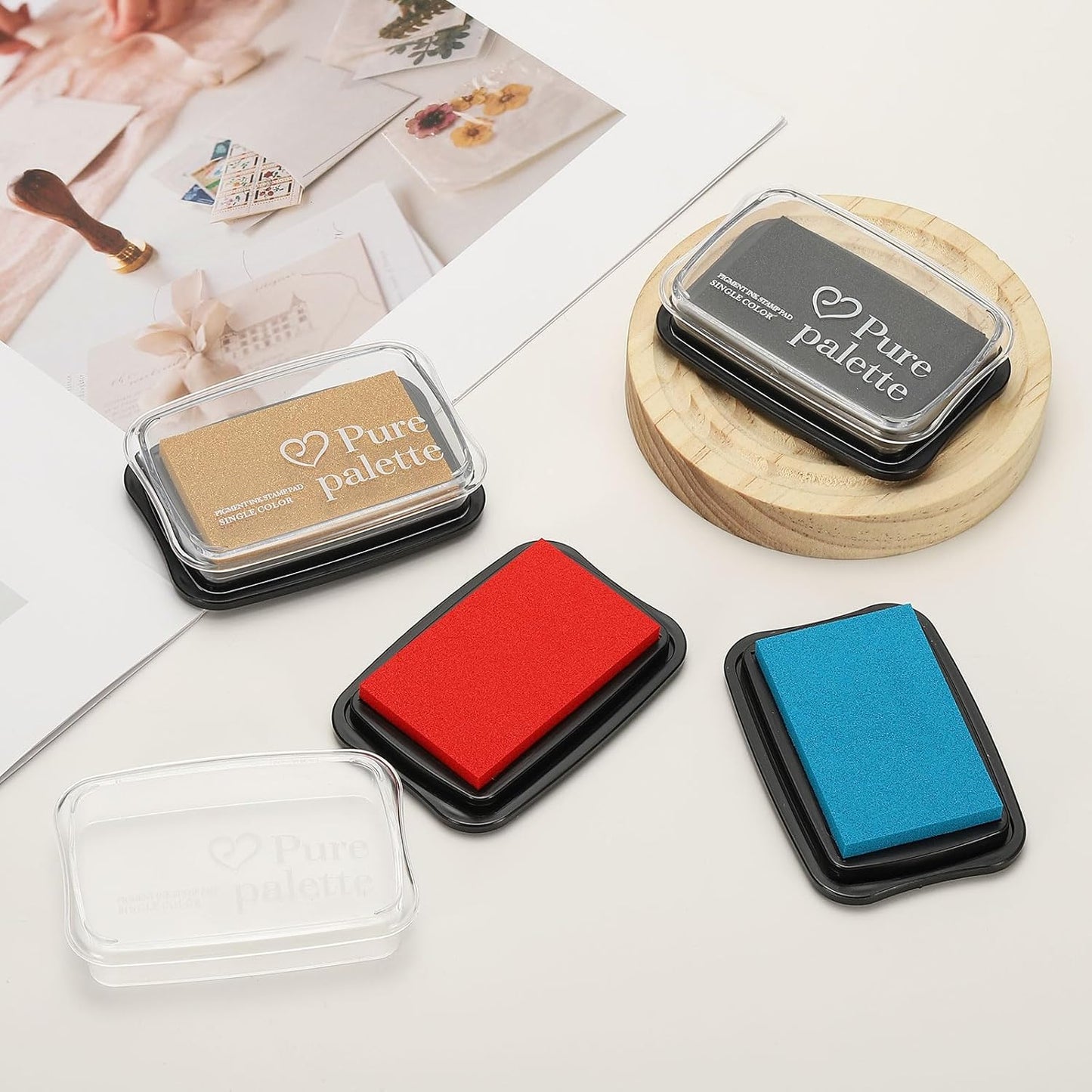 PATIKIL 3"x2" Large Stamp Pad, 2Pcs Washable Craft Ink Pad for Rubber Stamp Card Making Stamping Scrapbook Fingerprint Handprint, Black