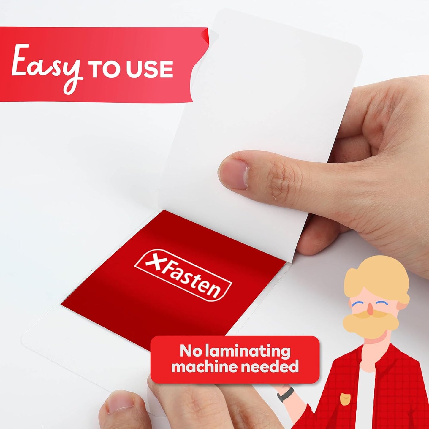 XFasten Self Seal Laminating Pouches Business Card Size 4-Inch x 3-Inch 100-Pack, 10 Mil Business Card Laminating Pouches Non-Yellowing Self Sealing Laminating Sheets Business Card Size