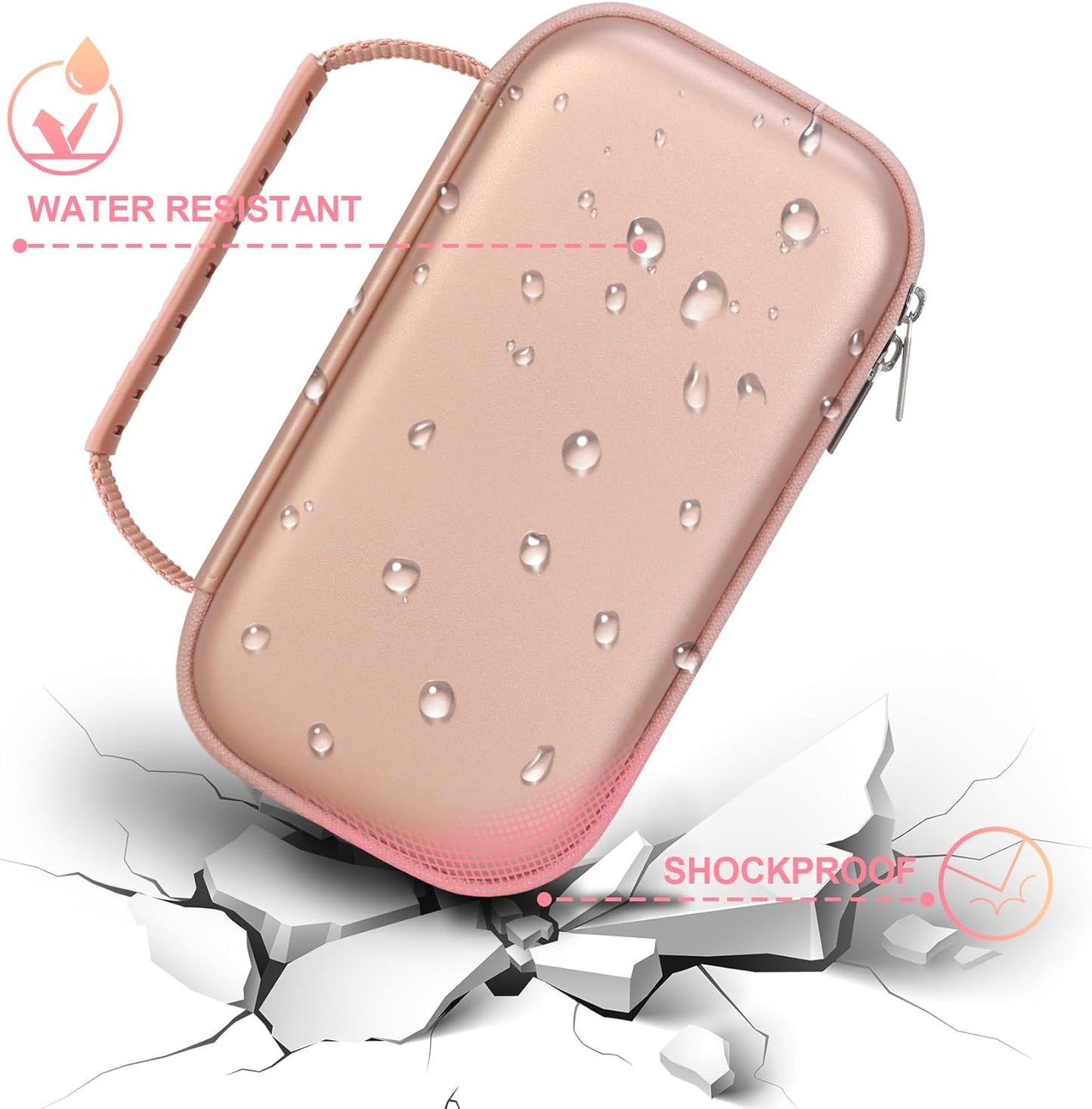 BOVKE Calculator Travel Case for Texas Instruments TI-Nspire CX II CAS/CX II/CX/CX CAS Graphing Calculators and More - Mesh Pocket for USB Charging Cables and Other School Supplies, Rose Gold