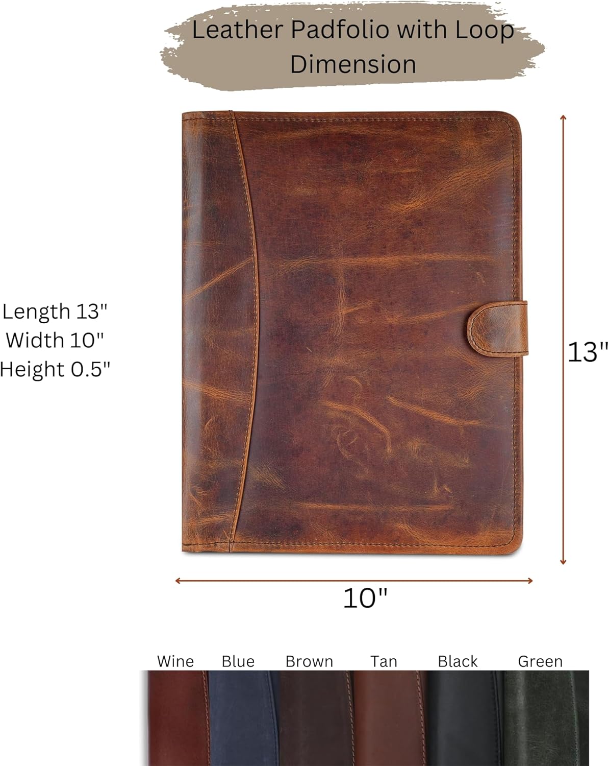 Leather Padfolio Legal Pad Portfolio Organizer | Handmade Executive Notebook Binder | Heavy Duty Full Grain Cow Hide Resume Interview Folio for Men Women, Rustic NoteBook Folder (Blue)