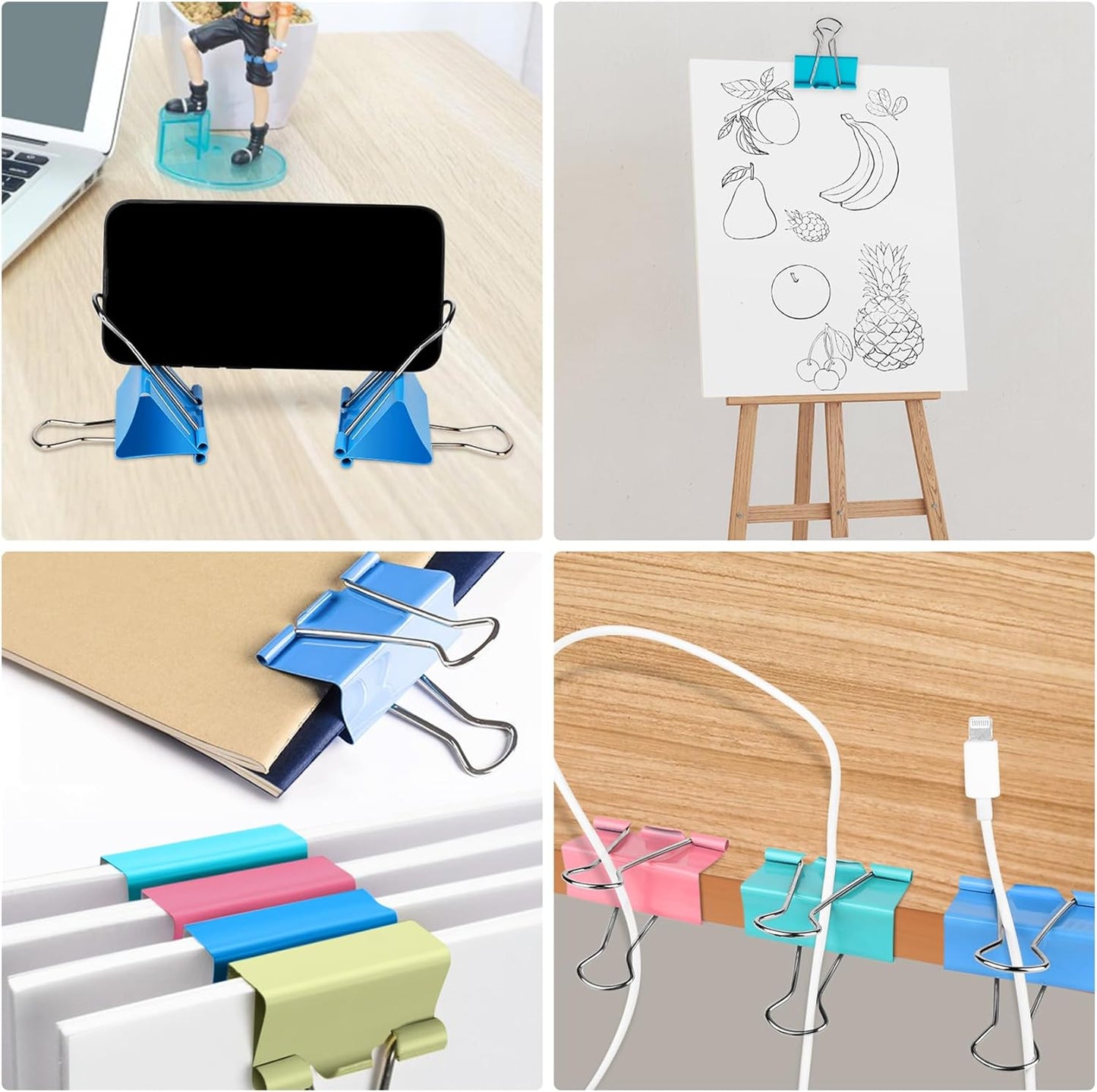 18 Pcs Extra Large Binder Clips 2 inch Length, Colorful Big Paper Clips for Office