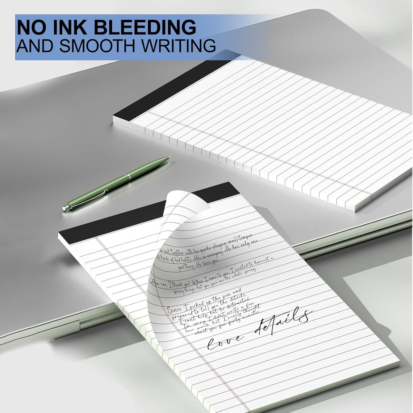 6pcs Small Note Pads, White Notepads 5x8 College Ruled Notebook, Writing Pads 5 x 8, Legal Pads, Memo Pad Paper Perforate Narrow Ruled Notebooks for Work, School, Office,30 Sheets/Pack