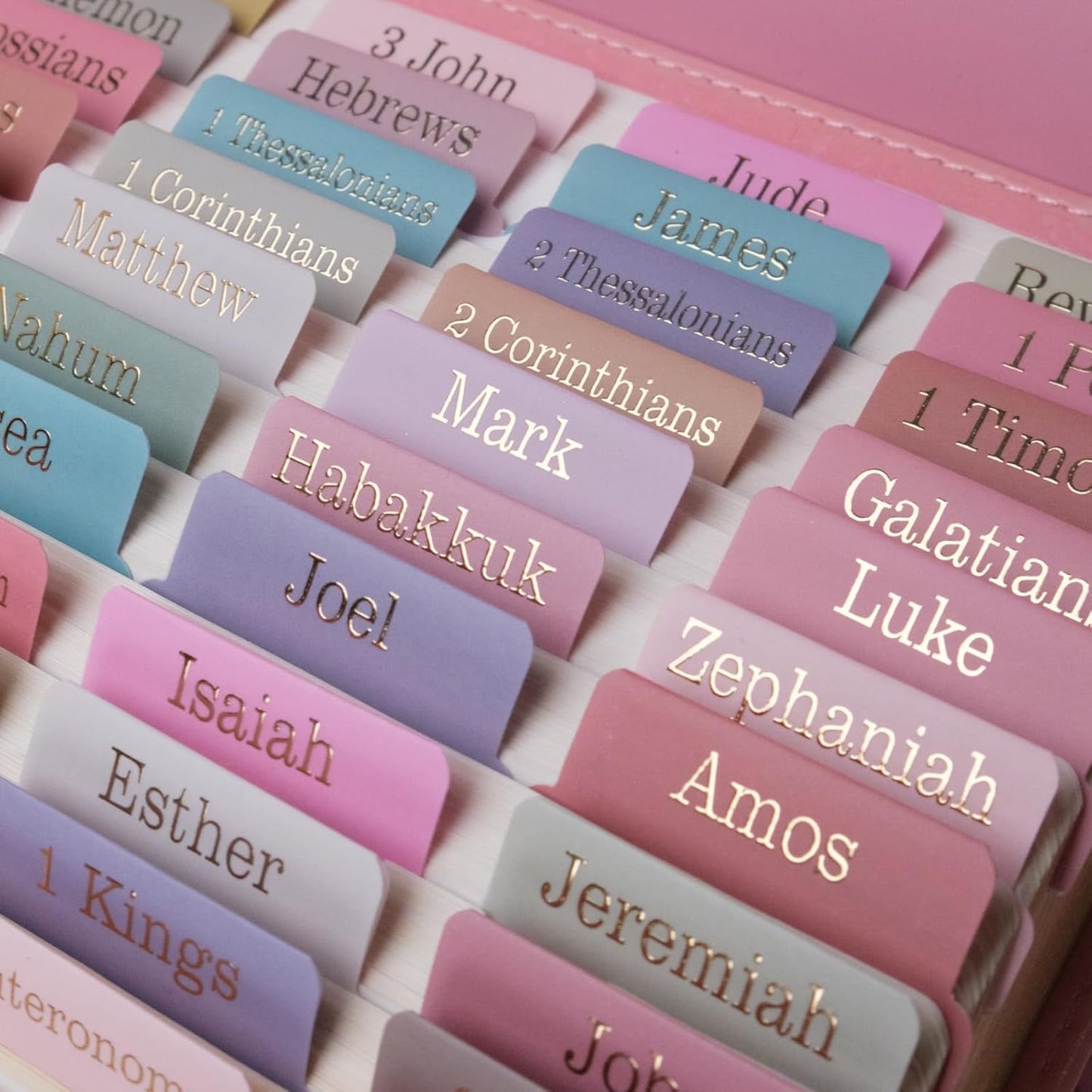 UPAFEXXI-Laminated Bible Tabs (Gold Foil Embossed Lettering), Bible Tabs for Women and Men, Reposition Large Print Stickers, Easy to Read and Apply, 80Chapters Labels for Easy Navigation