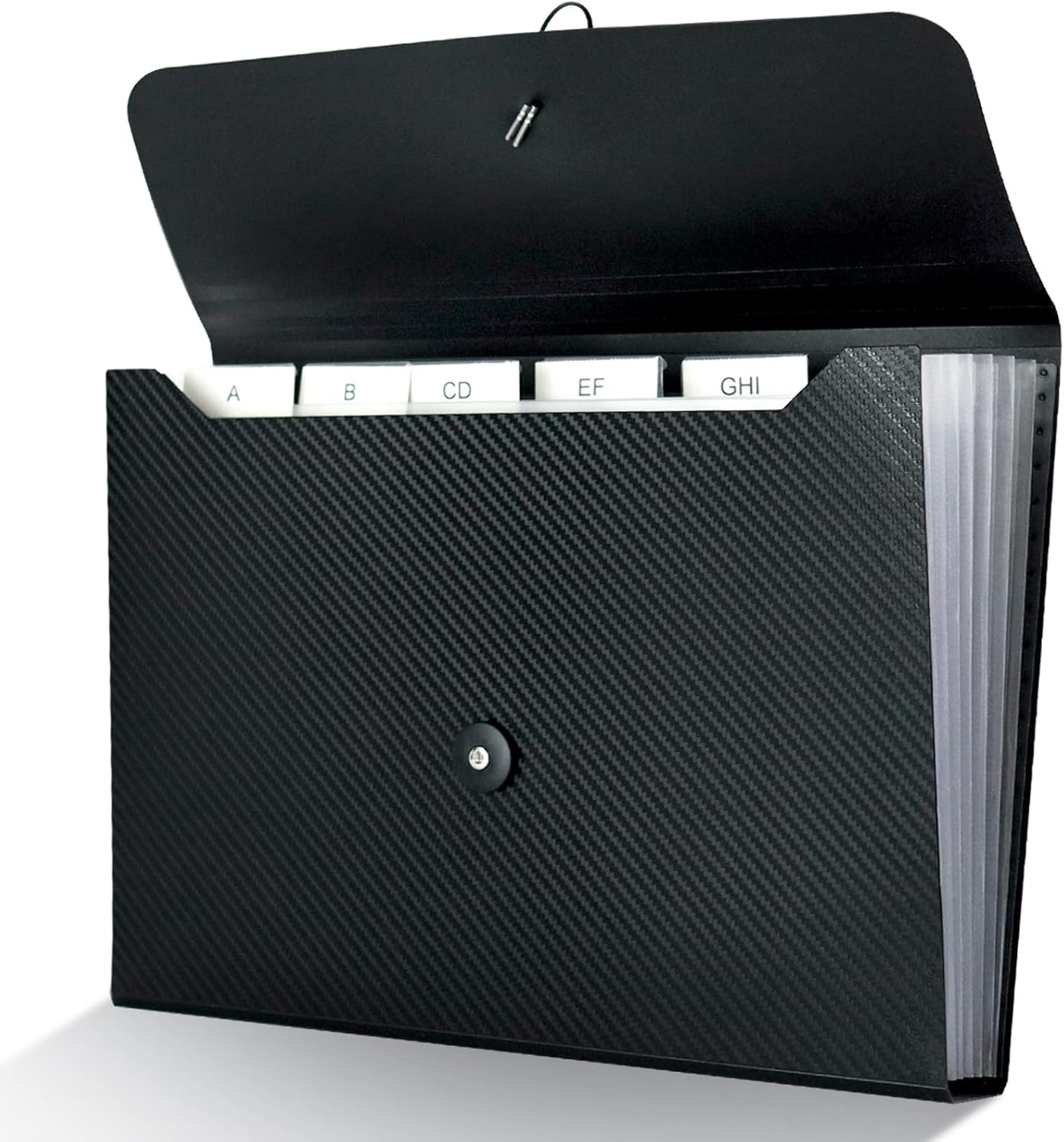 7 Pocket Expanding File Folder with Tab Inserts, Accordian File Organizer Document Receipt Organizer, Accordion Folder File Keeper A4 Letter Size, for School Home Office, Black