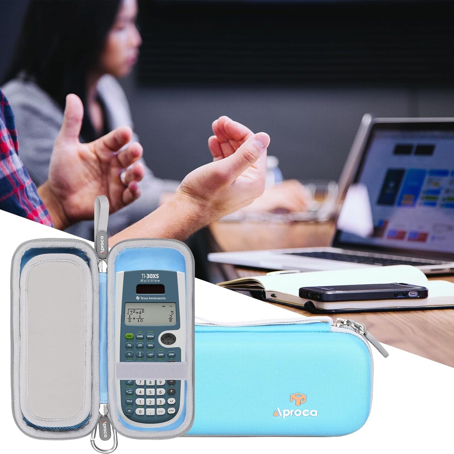 Aproca Blue Hard Storage Case, for Texas Instruments TI-30XS MultiView Scientific Calculator and Accessories (Case Only)