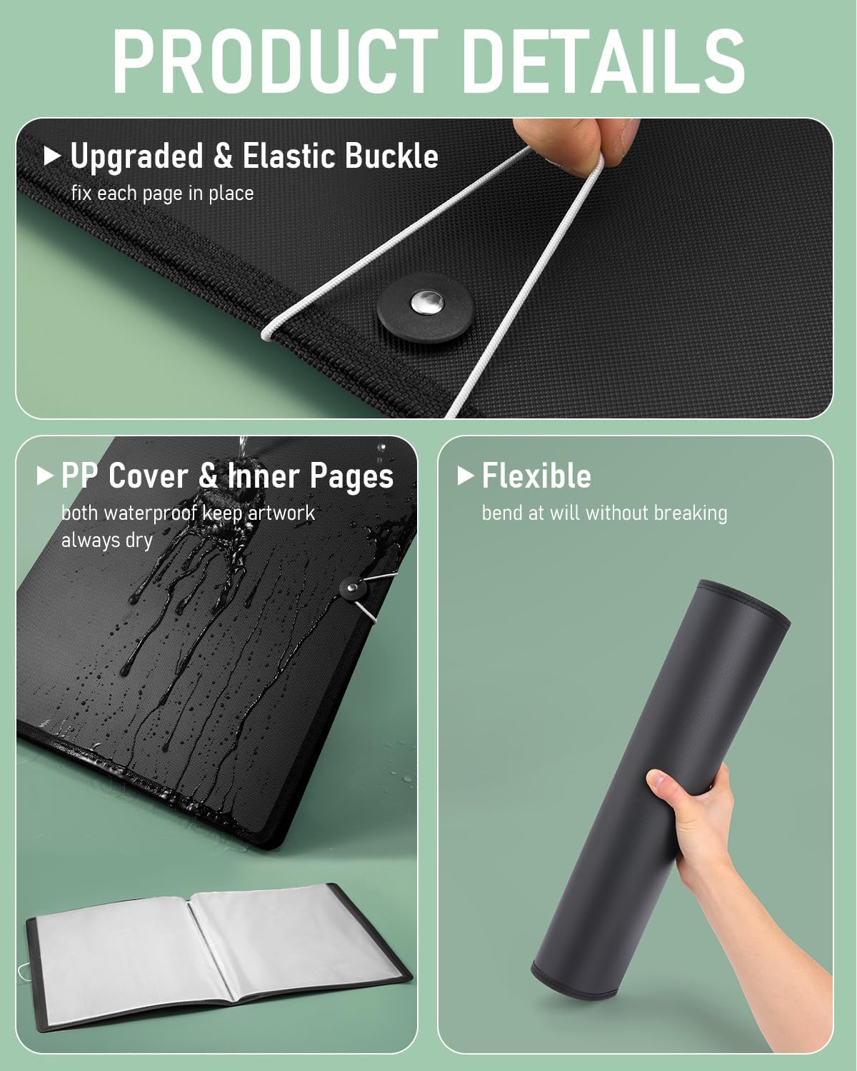 Nicpro Art Portfolio 11x17, Upgraded Large Portfolio Folder for Artwork with 30 Pockets Display 60 Pages, Presentation Book Binder with Protector Sleeves for Artists Drawing