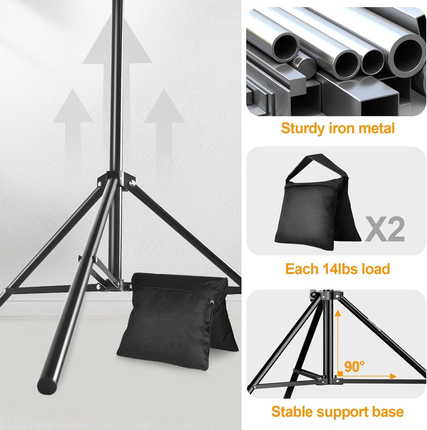 EMART Photo Backdrop Stand kit, 10 x 10 ft Back Drop Adjustable Frame for Photography, Photoshoot Banner Background Support Holder for Parties Dectoration
