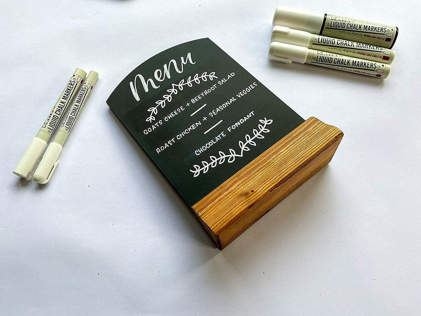 Kassa 5-Pack White Chalk Markers | Includes 1mm, 3mm, 6mm, 10mm & 15mm Tips | Works on Chalkboards, Windows & Glass | Erasable, Dust-Free & Washable | Ideal for Use at Home, School, Office & More