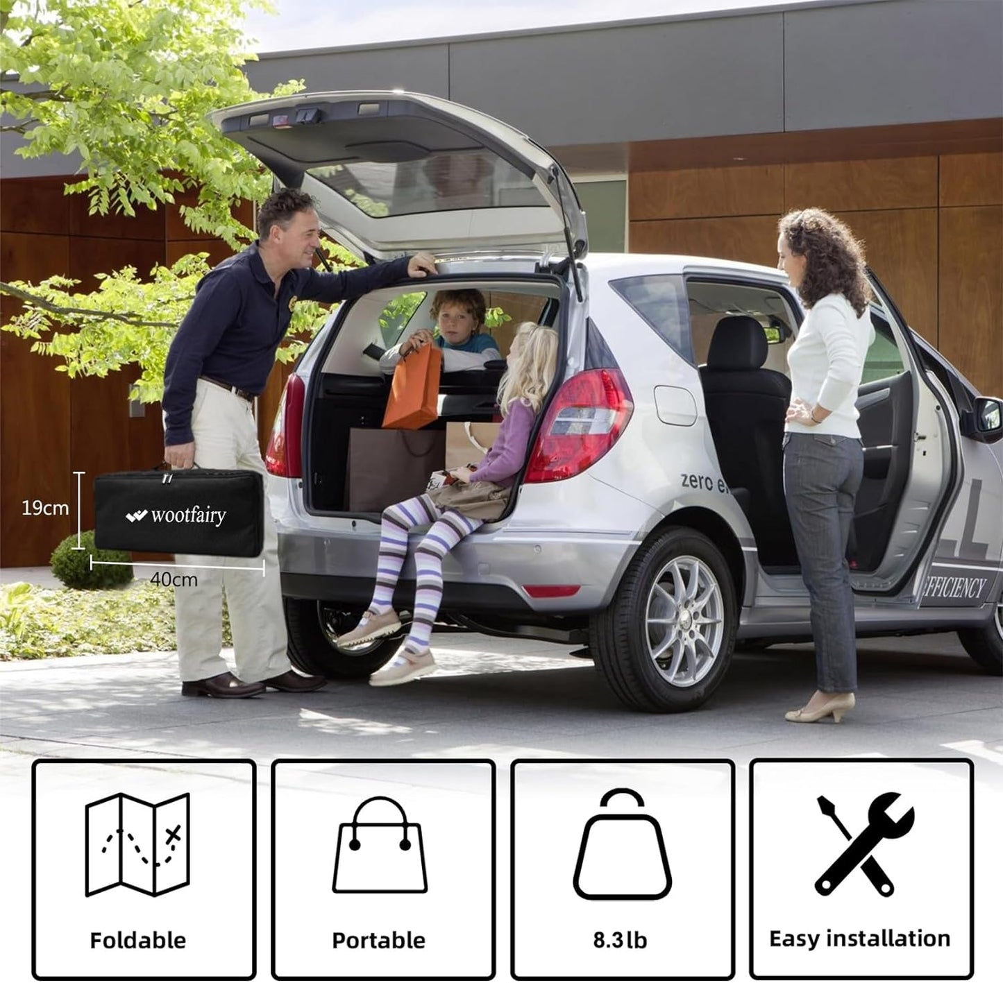 Projector Screen with Stand, Wootfairy 100 inch Foldable and Portable Projection Screen 16:9 4K HD Rear Front Wrinkle-Free Movie Screen with Carry Bag for Indoor Outdoor Home Theater Backyard Cinema