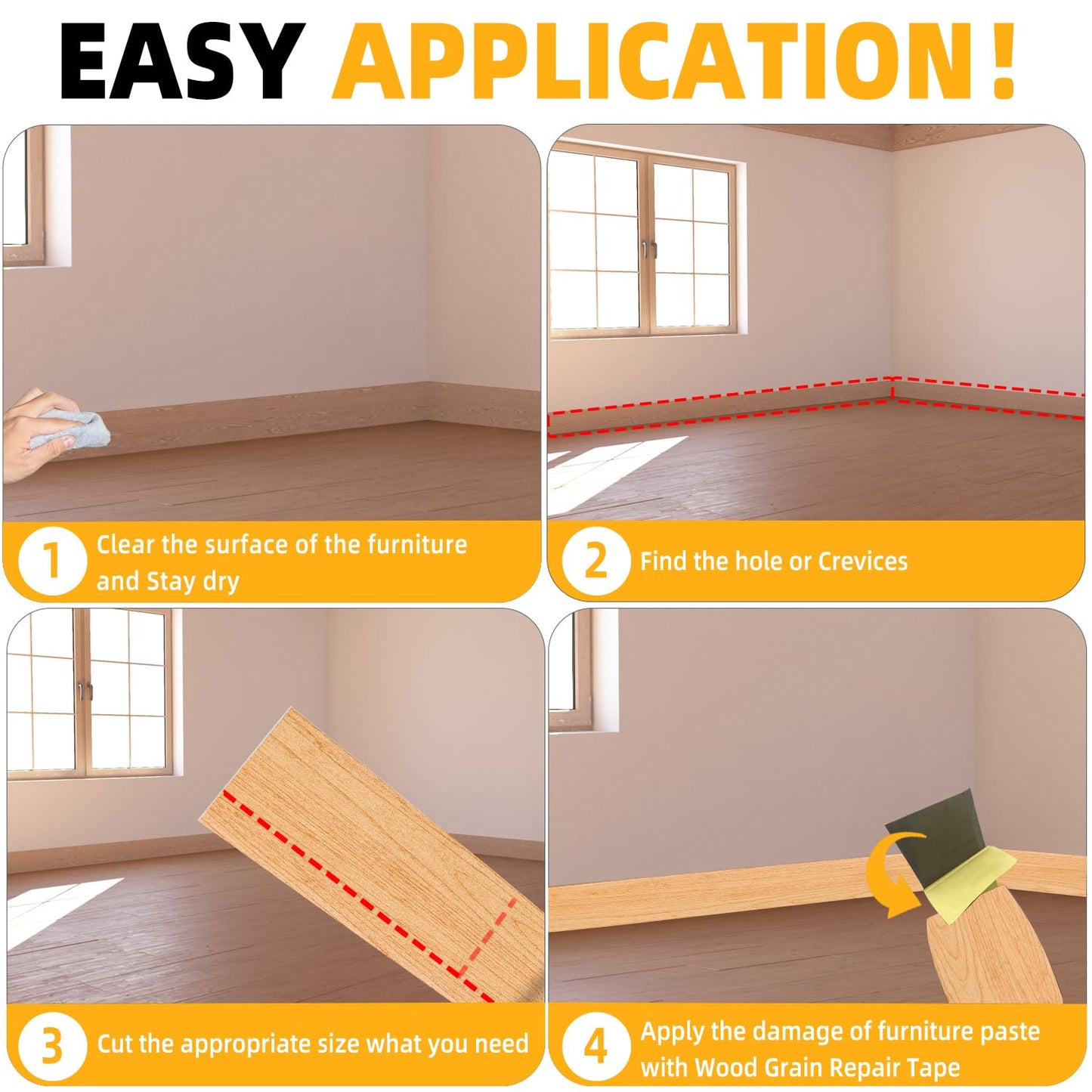 GSCIT Club Wood Grain Repair Tape, 2.3 inch X 25ft Self Adhesive Maple Grain Repair Patch for Tables, Chairs, Baseboards, Doors, Windows, Floors, Handicraft DIY.