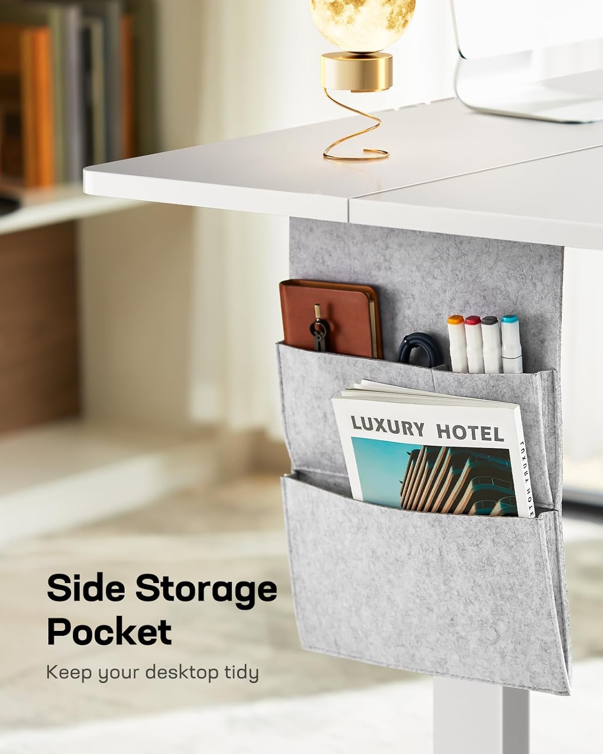 Marsail Standing Desk,Home Office Adjustable Heights Table,Stand Up Desk,63x24 Desktop Sit Stand Gaming Computer Deskfor Study,Writing with 4 Memory Presets,Headphone Hook,Cable Organizer,White