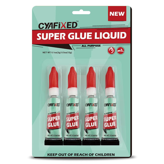 Super Glue Liquid Clear Glue for Wood Plastic Metal, Instant Superglue All Purpose Multipack Cyanoacrylate Adhesive Repair Ceramic Model Leather Rubber Glass Pottery, Strong Bonding Single Use