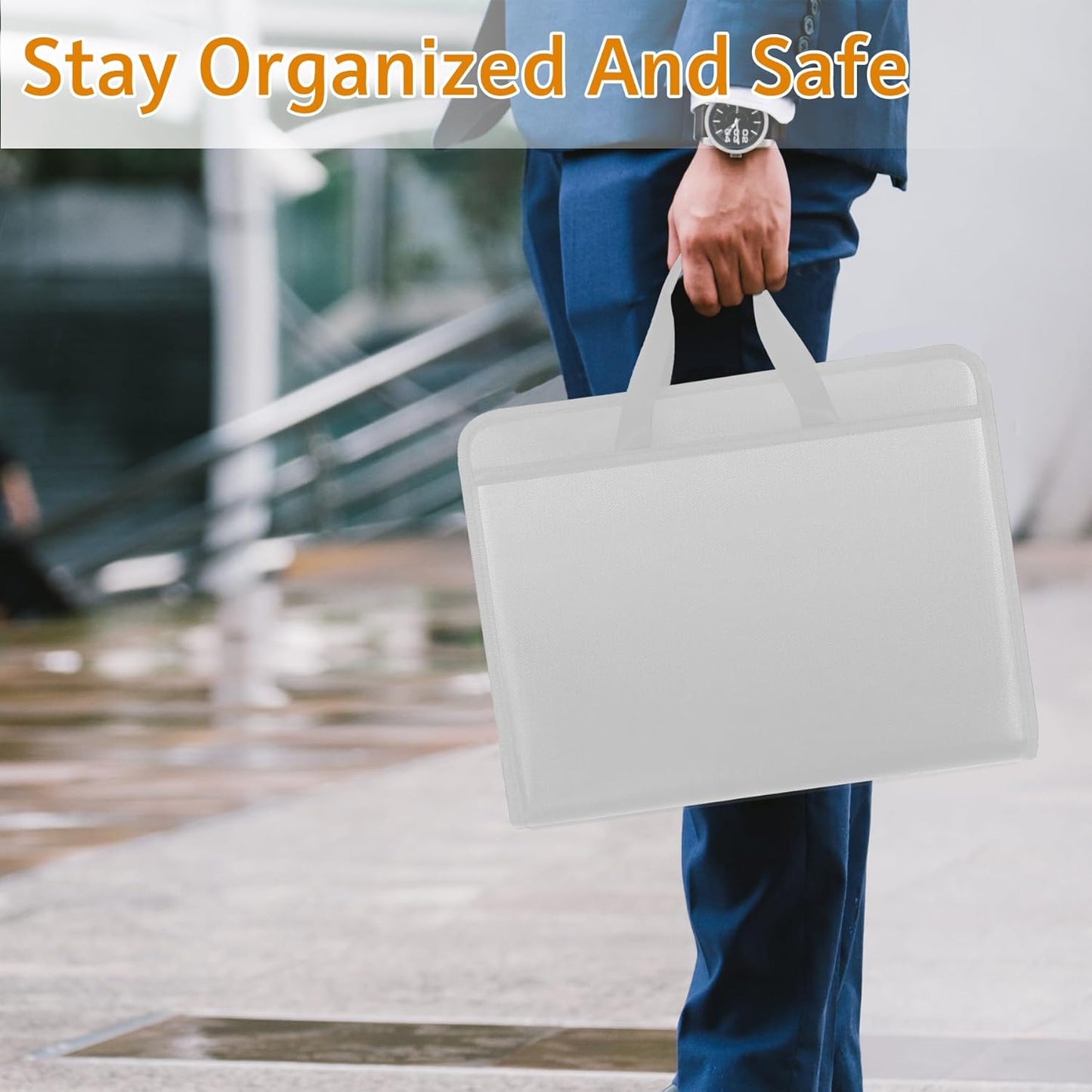 File Organizer Fireproof Expanding Accordion File Folder with Zipper Labels13 Pockets Document Organizer Holder Storage Box Bag for Business Office Receipt Home Travel