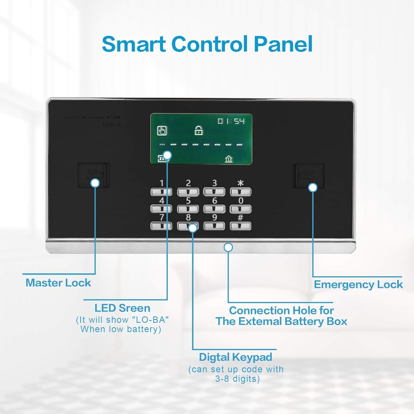 TIGERKING Safe Box,Home Safe,Large Security Box with Double Safety Key Lock and Password for Money and Document,3.7 Cubic White