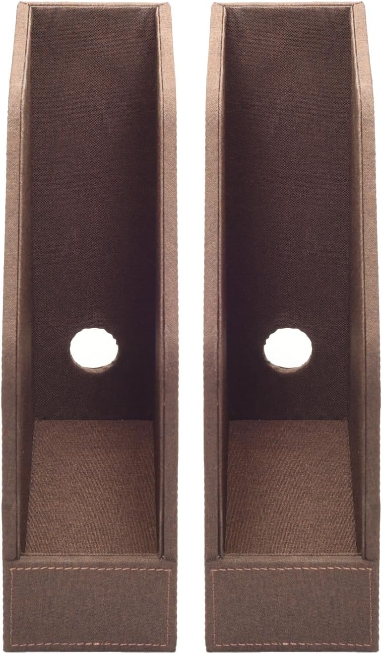 MobileVision Executive Brown Cloth Fabric Vertical File Holders - 2 Piece Combo