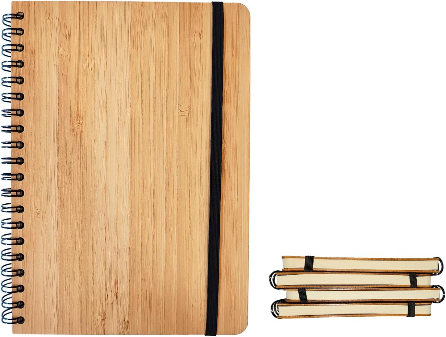 4 Set Lined Bamboo Journal Notebook,80 Pages,5”*7”,Hardcover Executive Notebooks,Daily Journal Notebook for Work,Travel,School,Note Taking,College (4)