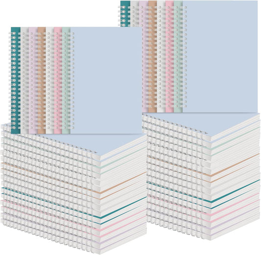 48 Pack A5 Spiral Notebooks College Ruled Spiral Notebooks Bulk Inches Lined Travel Writing Notebooks Journal Notepad for Office School Supplies, 50 Sheets 100 Pages, 8.3 x 5.5 Inches, Multicolor