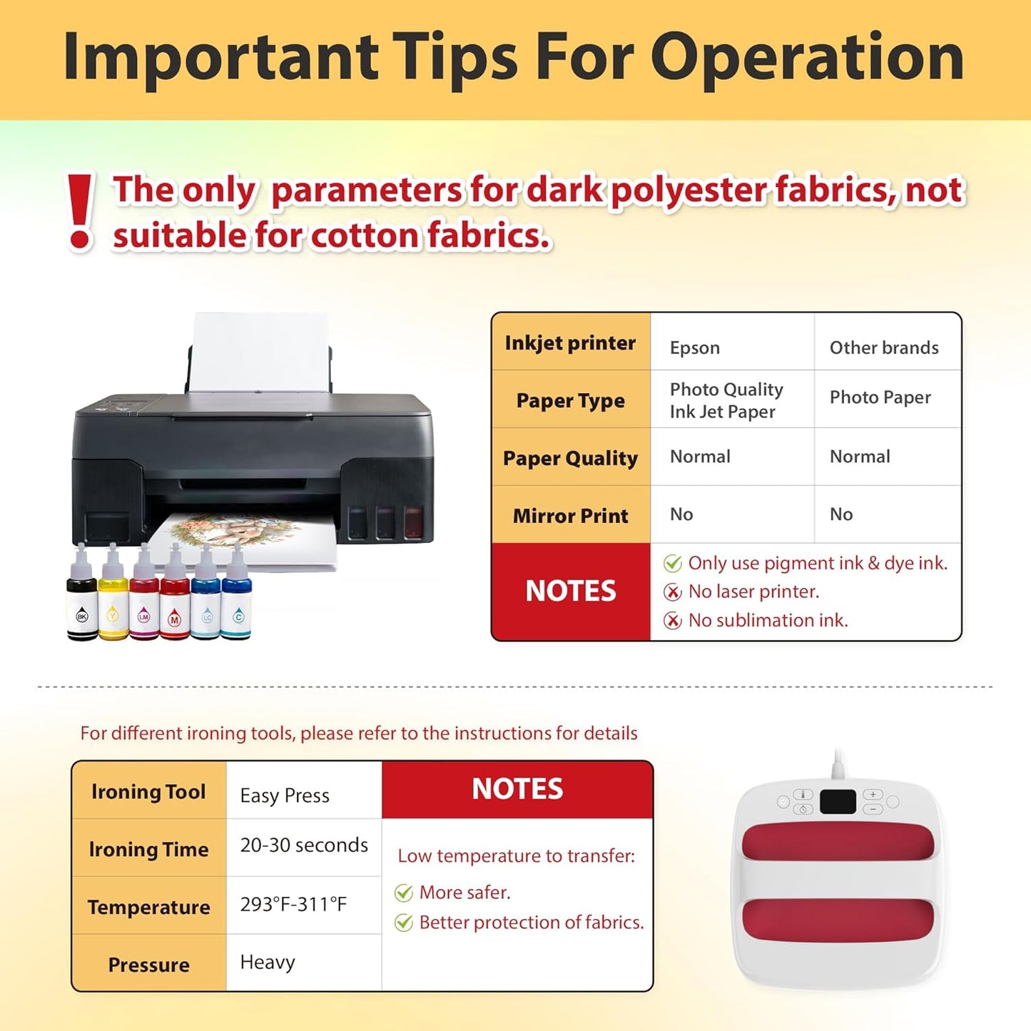 TransOurDream Tru-Heat Transfer Paper for Dark Polyester Fabrics (Dark X, 8.5"x11", 50 Sheets) Printable Iron on Heat Transfer Vinyl for Inkjet Printer