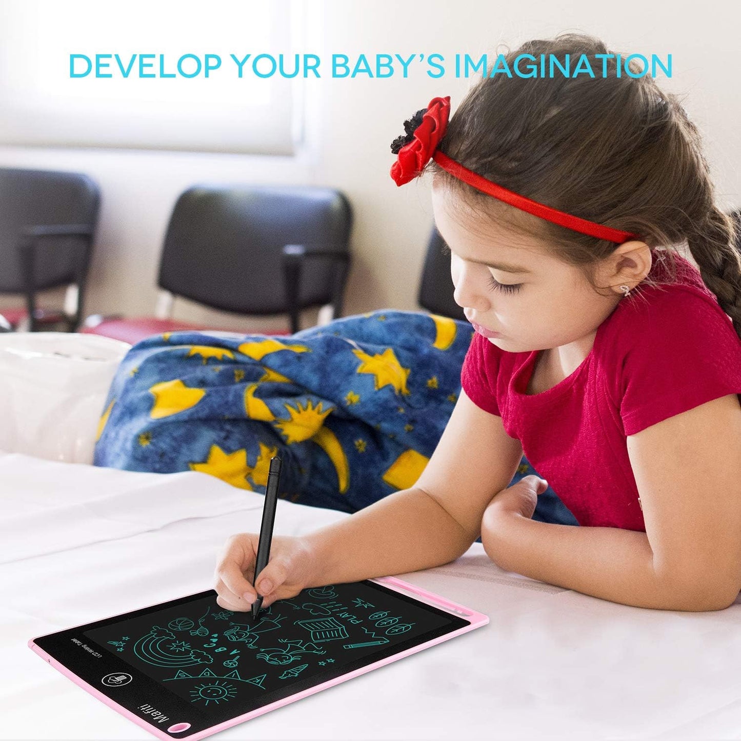 Mafiti LCD Writing Tablet 8.5 Inch Electronic Writing Drawing Pads Portable Doodle Board Gifts for Kids Toys for Girls Pink