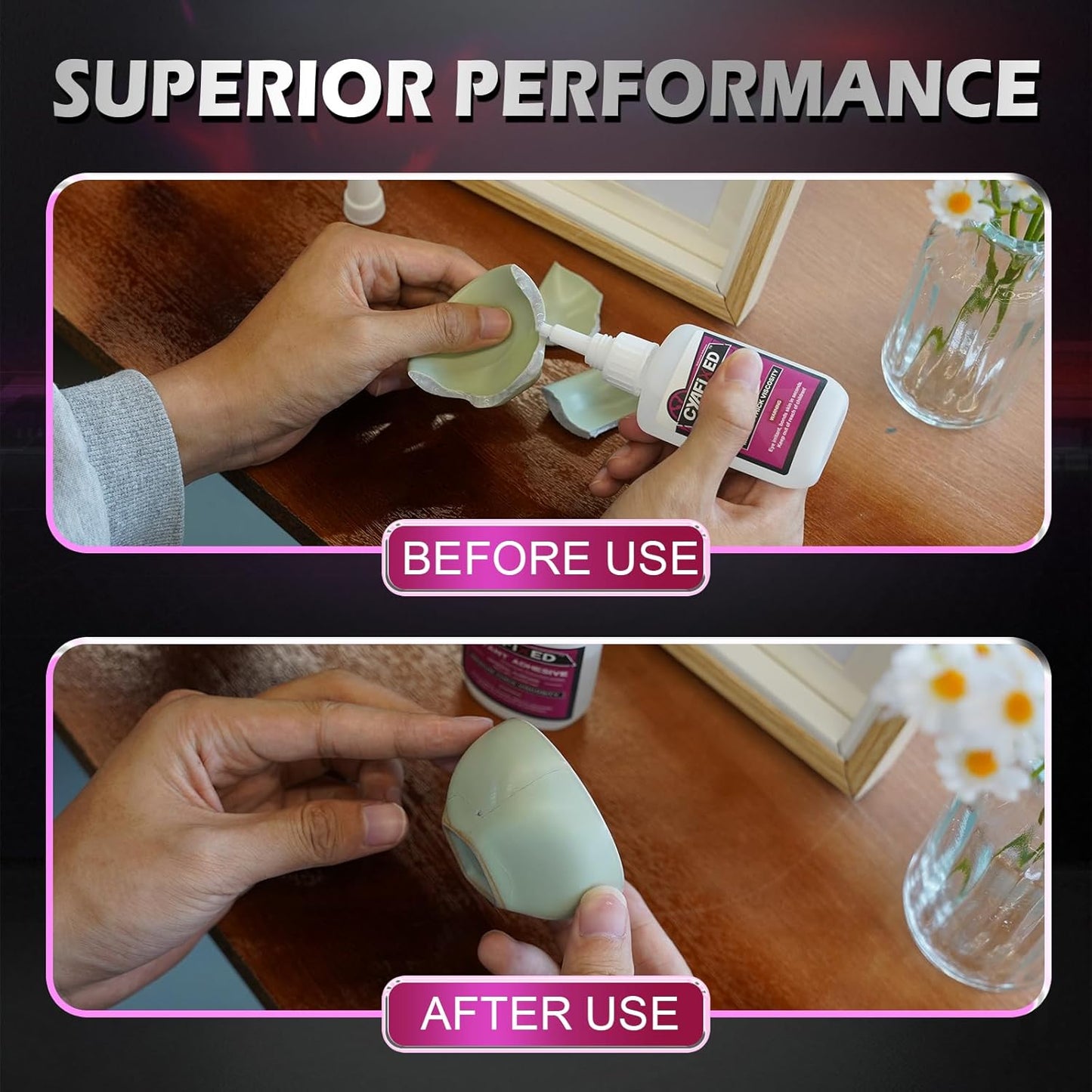 Super Glue Liquid, Instant Clear Cyanoacrylate Medium Thick Viscosity Adhesive, Food Safe CA Glue for Shoe Repair Leather Ceramic Plastic Glass Metal Wood Aquarium Porcelain Rubber Pottery Model Craft