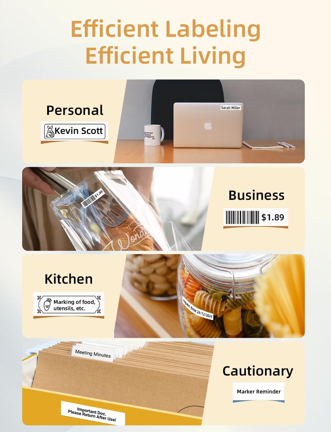 Makeid L1 Label Maker Machine with Tape - Portable & Rechargeable Label Makers Compatible with 9 12 16mm Waterproof Tape - Mini Bluetooth Labeler for Organizing Home Office School