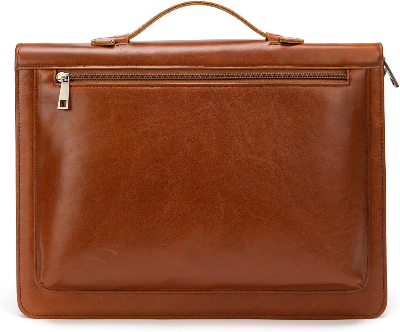Handmade Vintage Crazy Horse Leather Portfolio Letter (A4) Size Notepad,Business Organizer Padfolio with Handle, for iPad Pro/Microsoft Surface Pro/13 inch Tablet (Non-Custom, Oil Wax-Brown)