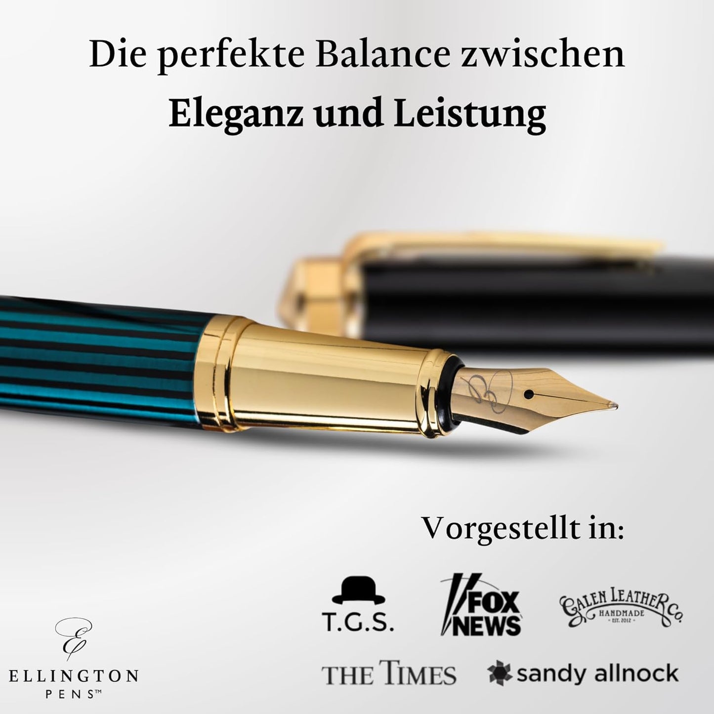 Luxury Fountain Pen Set- Fountain Pens for Writing - Smooth Extra Fine Nib - Includes Refillable Ink Converter, 3 Ink Cartridges [Black & Blue], Gift Box - Elegant Calligraphy
