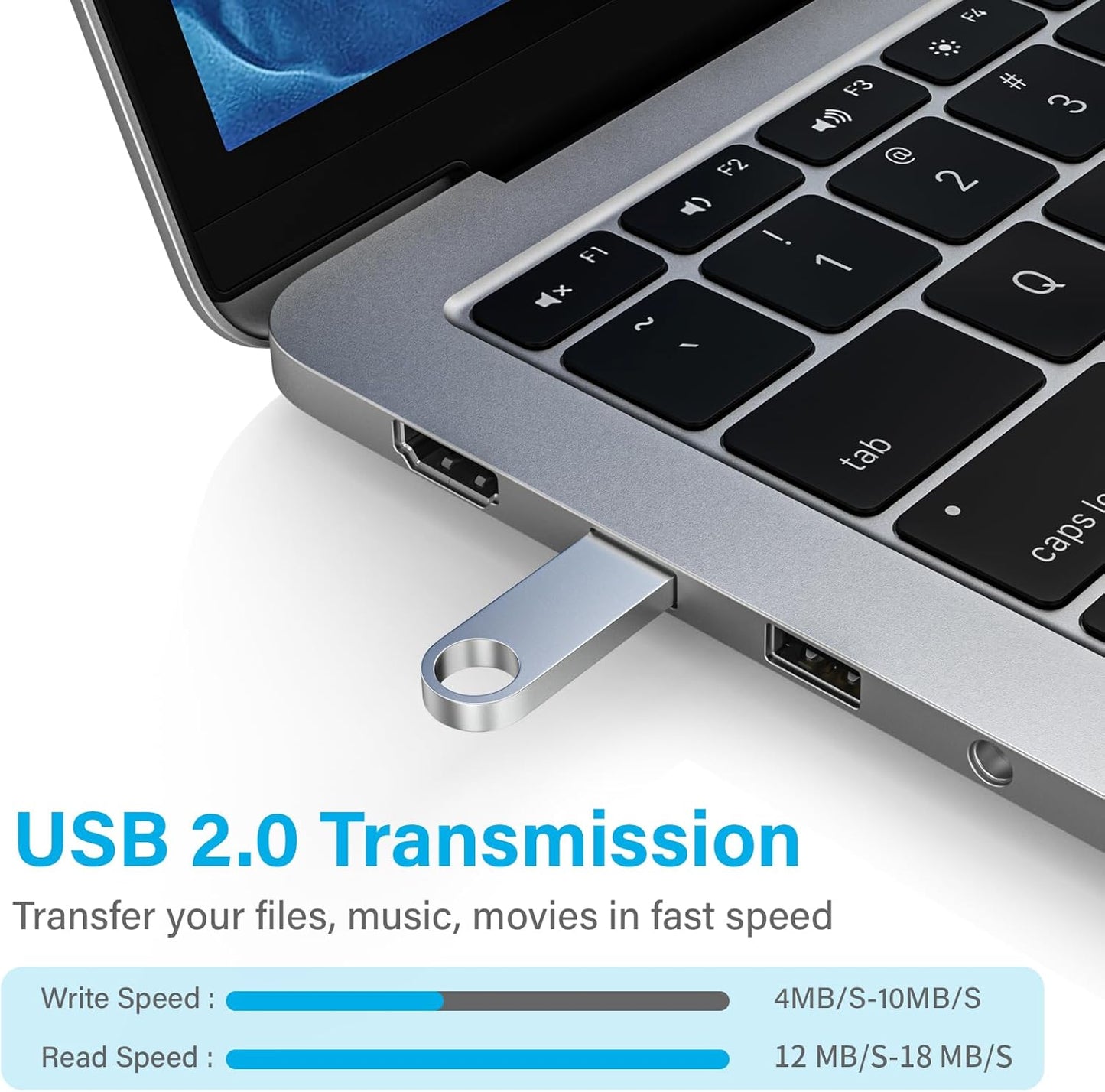 ABLAZE 2GB Flash Drive 10 Pack, Metal USB 2.0 Thumb Drives with Keychains USB Sticks Pendrives (Sliver)