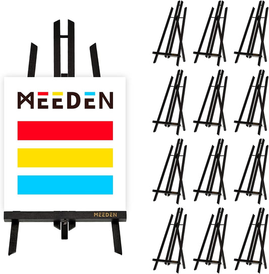 MEEDEN Tabletop Easel Stand for Display: 20" x 12 Pack Pine Wood Table Top Wooden Easel Stand for Sign - Black Mini Painting Easels for Picture Party Classroom