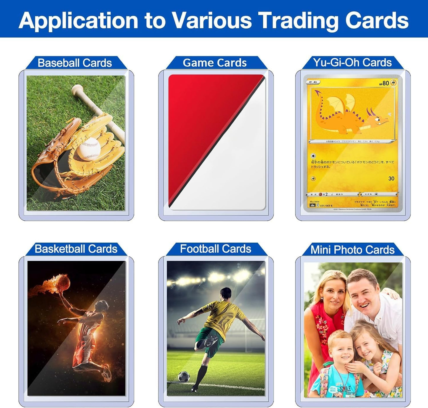 100 Count Topload Card Holder, Sooez 35PT Topload Card Protector, 3" x 4" Hard Plastic Card Sleeves, Baseball Card Protector, Rigid Toploading Card Case for Collectible Trading Sports Cards