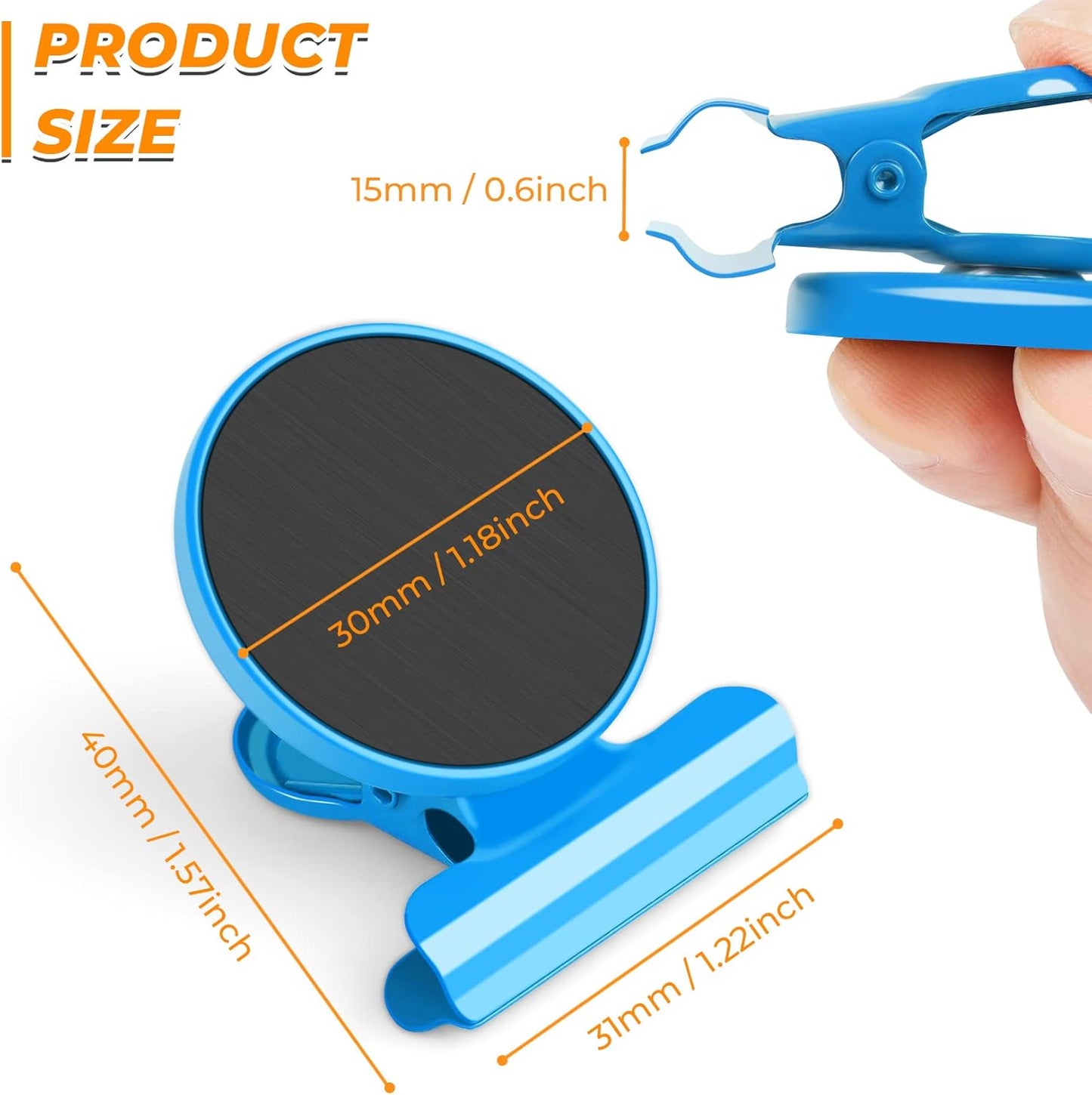 VNDUEEY 20 Pack Magnetic Paper Clip Dispenser Holder, Paperclip Dispenser for Desk, School, Office, Fridge Magnets Refrigerator Magnets, Magnet Clips for Whiteboard Locker (Blue) ﻿