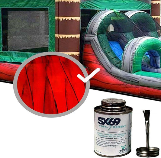 SX-69 Vinyl Repair Kit | Inflatable Bounce House Repair Kit | Includes 4 Ounce Adhesive and Vinyl Roll | for Flexible, Waterproof Repairs of Tears, Punctures, and Holes