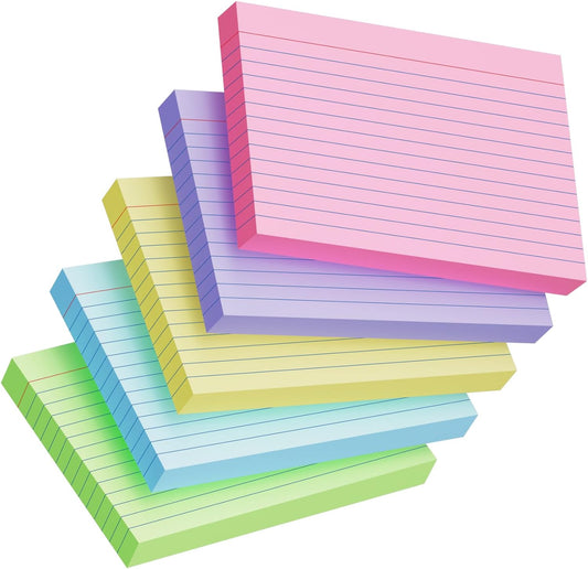 200 Count Index Cards 4x6 Inch, Colored Flash Card (40 Sheets Each), Note Taking for Students, Teachers, Professionals, Study Note Cards for Office Home School