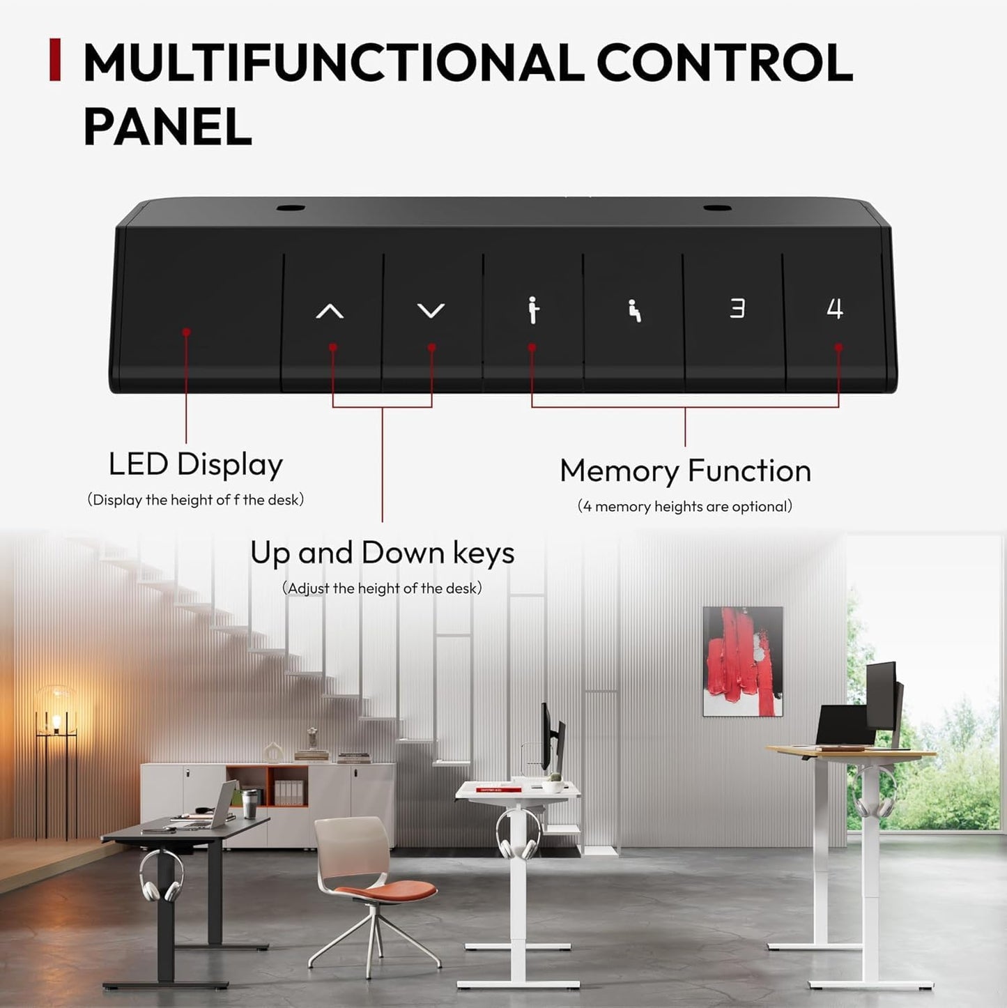 SANODESK Electric Standing Desk 48x24 Inch Height Adjustable Stand Up Desk Home Office Computer Workstation Sit Stand Home Office with Splice Board (Black Frame + Black Top)