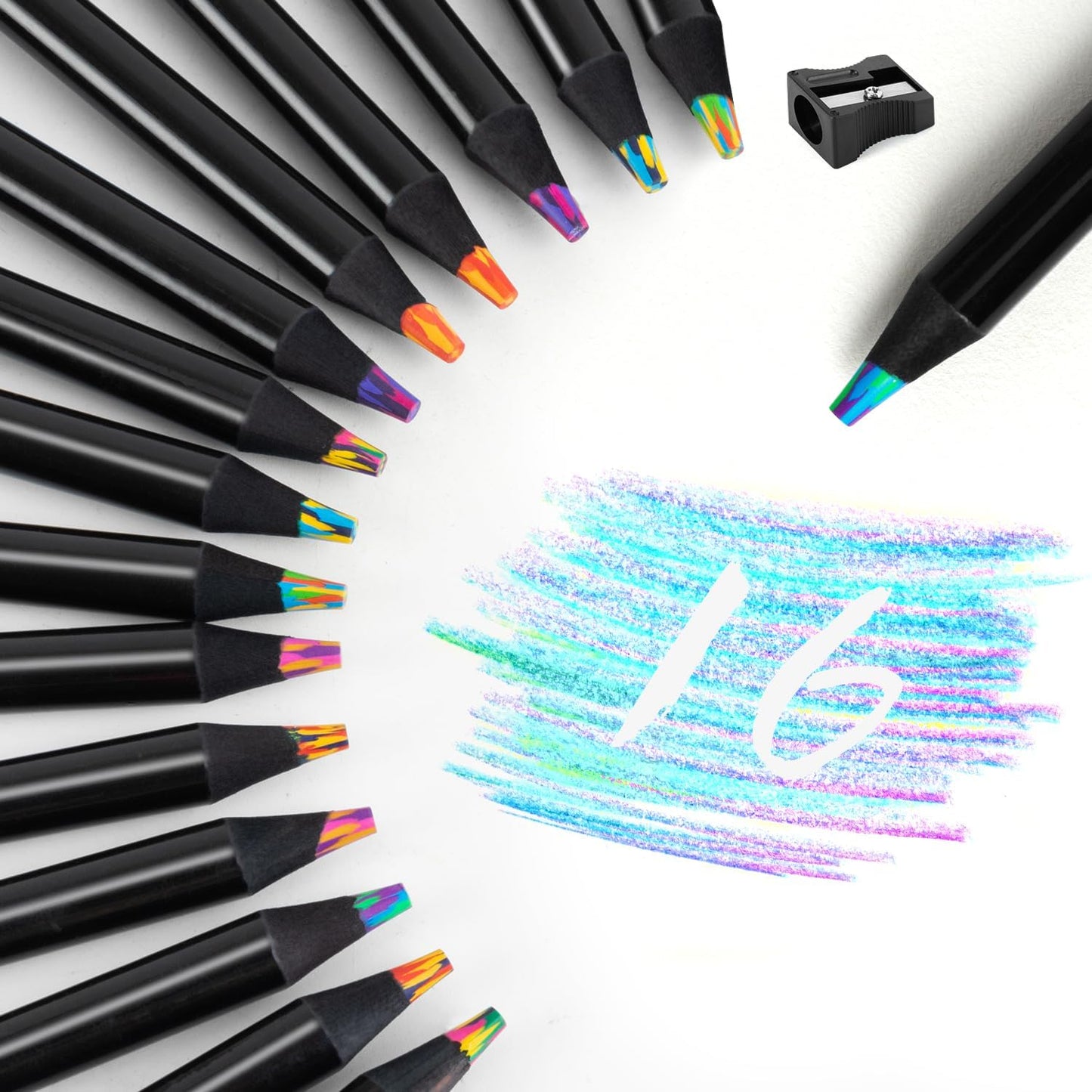 Stocking Stuffers for Kids, 16 Pieces Art Supplies Colored Pencils, Jumbo Rainbow Pencils with Sharpener, Multicolored Pencils for Drawing, Coloring, Christmas Gifts, Party Favor Bags