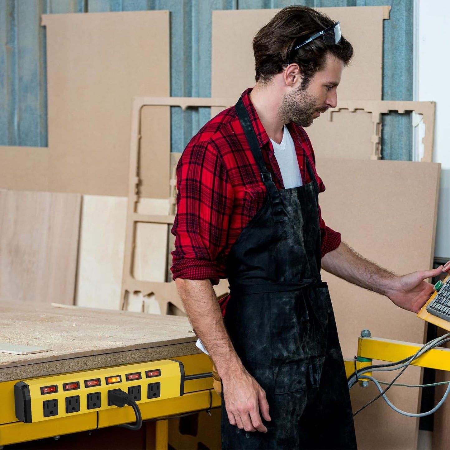 ANNQUAN 6 Outlet Metal Power Strip with 6 Individual Switches,Heavy Duty Power Strip 1200J 15A 25FT Cord Home Office Industrial Commercial Shop