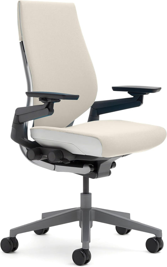 Steelcase Gesture Office Chair - Ergonomic Work Chair with Wheels for Carpet - Comfortable - Intuitive-to-Adjust for Desk - 360-Degree Arms - Coconut Yellow Fabric