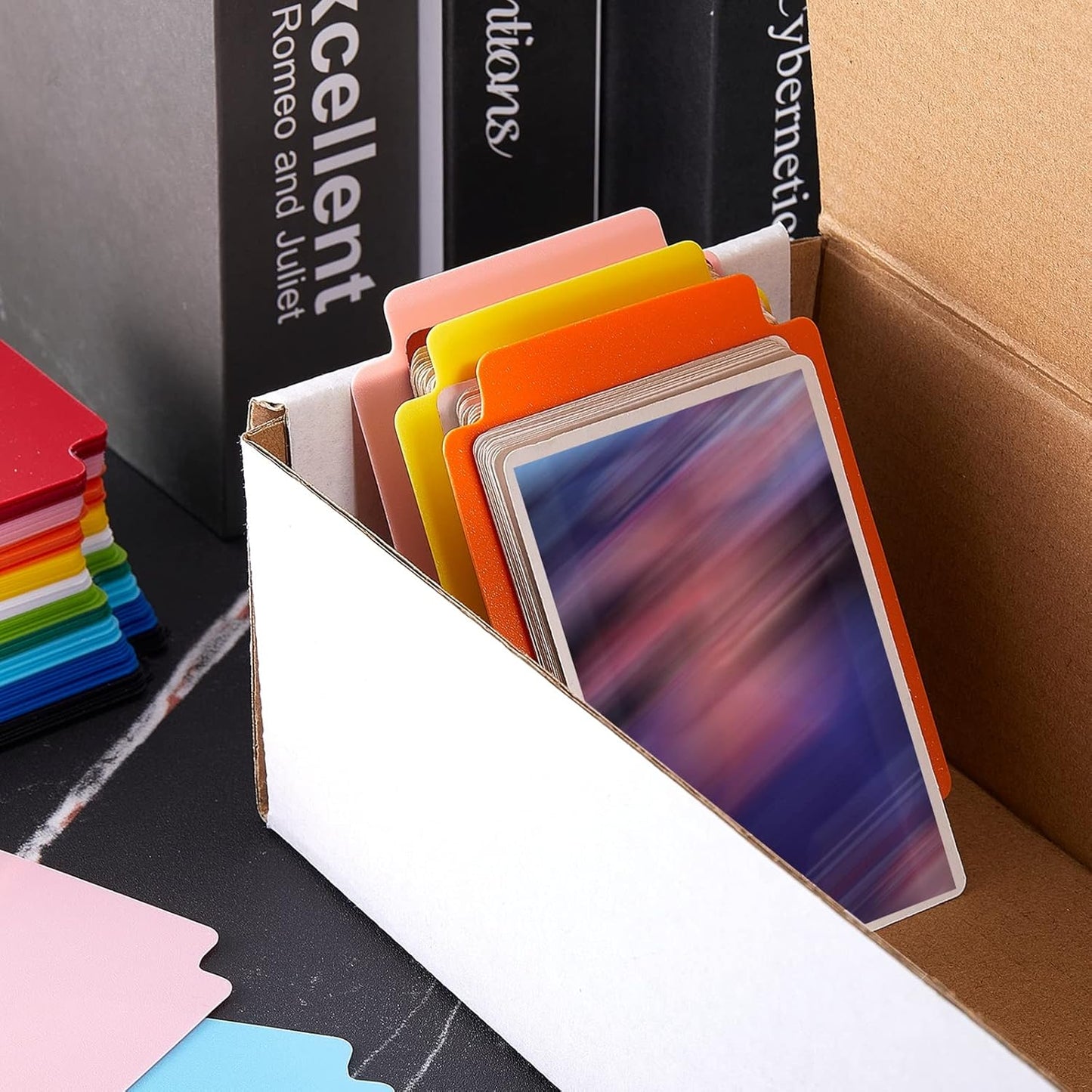 Lewtemi 450 Pcs Trading Card Dividers Page Dividers with Tabs Plastic Playing Sports MTG Card Separators with Side Labels for Games Sports(Cute Color)