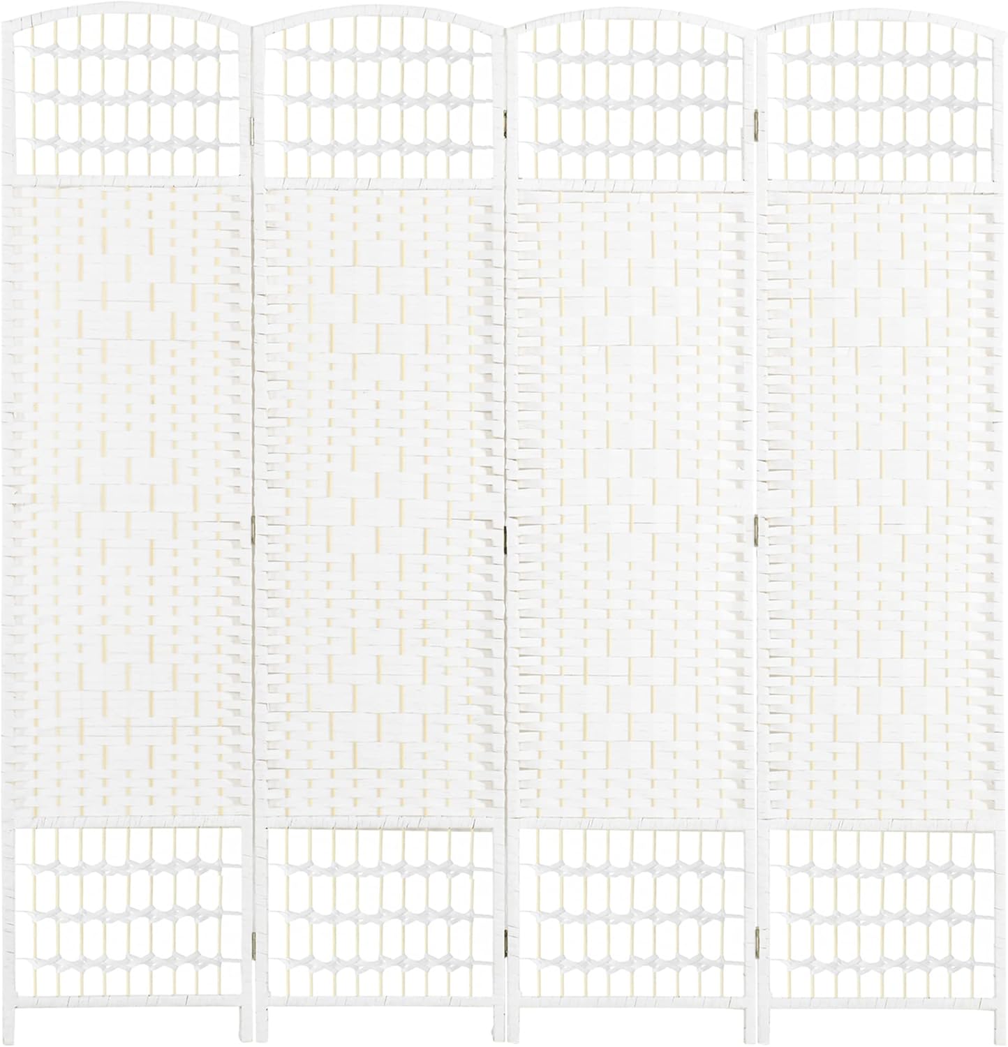 NicBex Room Divider 4 Panel Room Dividers with Woven Paper Design Partition Room Dividers and Folding Privacy Screens 5.6 FT Wall Divider for Office, Room Separation,63.6" W x 0.5" D x 67" H, White